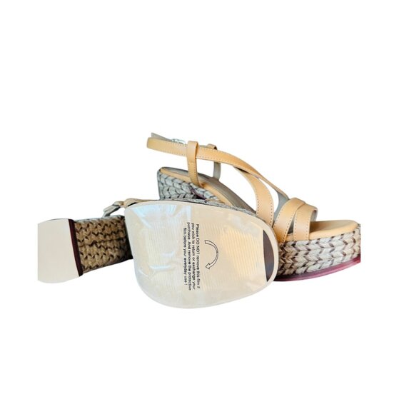 Free People Fahn Jute Strappy Platform Rope Wedge Sandal Size 8 Natural Beige - Picture 3 of 8